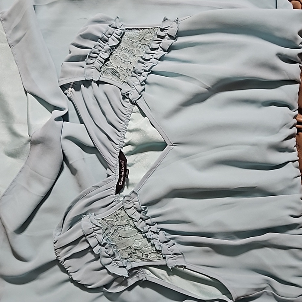 Davi & Dani Chiffon Dress, mint green/seafoam, size 1xl